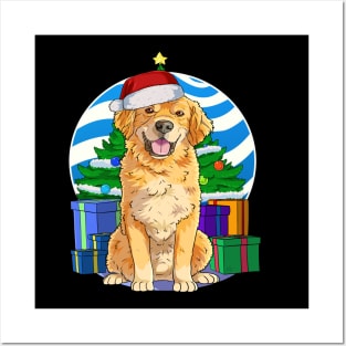 Golden Retriever Dog Christmas Sweater Tree Decoration Posters and Art